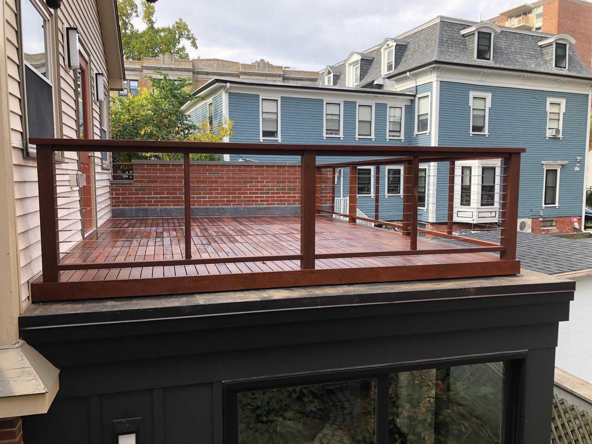Custom deck makeover by Cane Hill Wood Works near Weston MA.