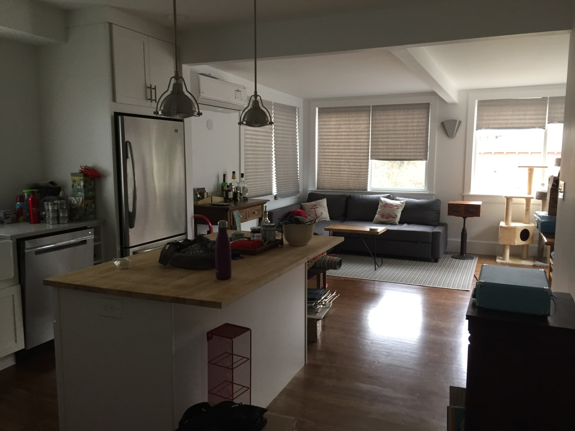 Open concept living area from a whole-home renovation by Cane Hill Wood Works in Weston MA.